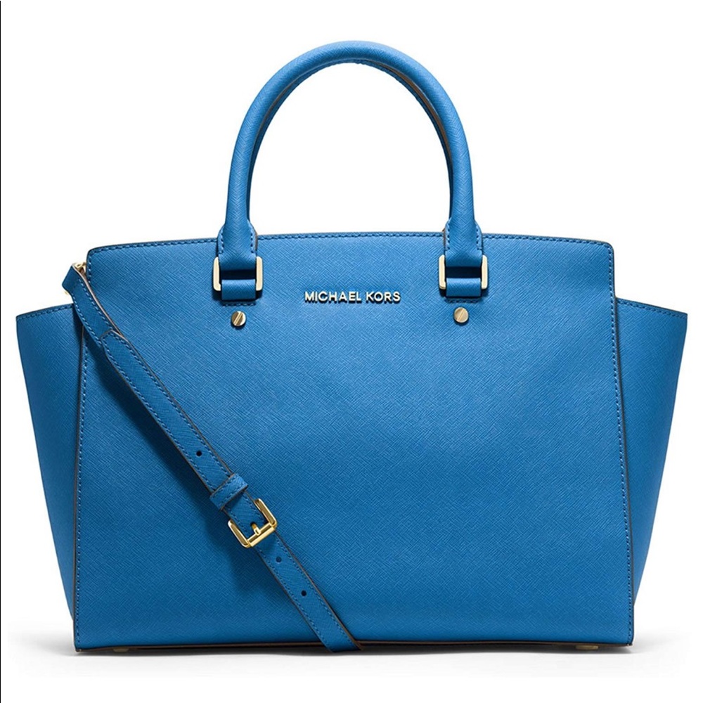 SOLD Heritage blue Michael kors medium Selma - Picture 1 of 7
